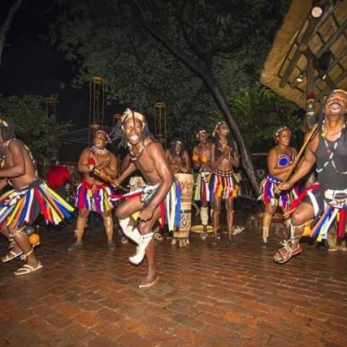 dancers at the boma dinner and drum show in Victoria Falls