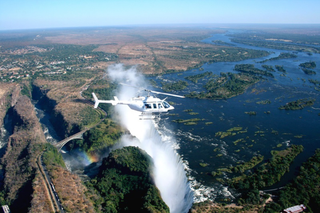 helicopter flight over the majestic Victoria Falls
