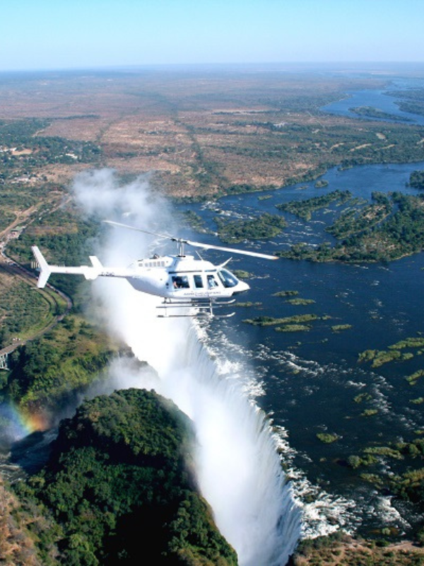 helicopter flight over the majestic Victoria Falls